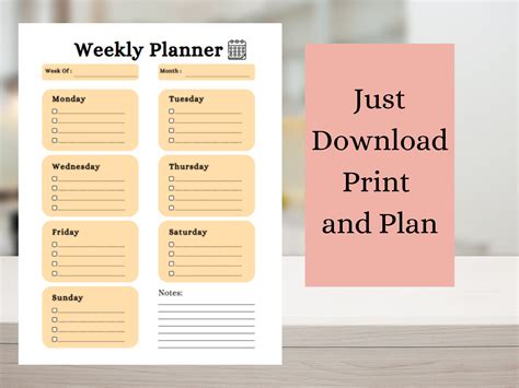 Weekly Planner in 4 Colors Printable Planner Week at a Glance - Etsy