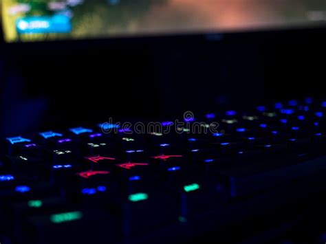 WASD Gaming Keyboard Rgb Lighting Many Colors with Game in Background Stock Photo - Image of ...