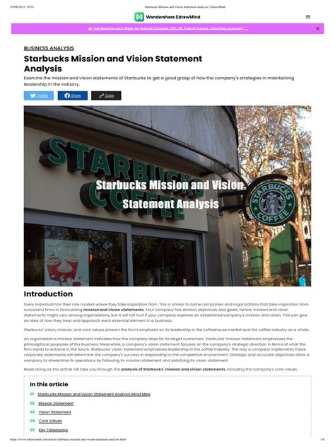 Starbucks Mission and Vision Statement Analysis - EdrawMind | PDF | Starbucks | Leadership