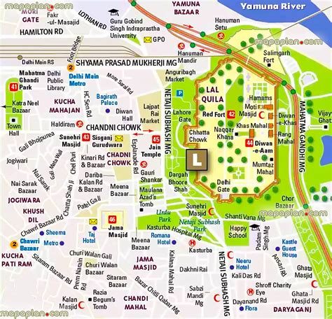 Delhi top tourist attractions map - Old Delhi detailed map ...