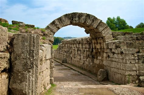 Arch entrance to original ancient Olympic stadium, Olympia | Visiting ...