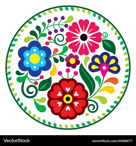 Mexican folk art style round floral pattern Vector Image