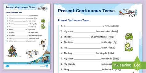 Present Continuous Tense Worksheet KSSR (Teacher-Made)