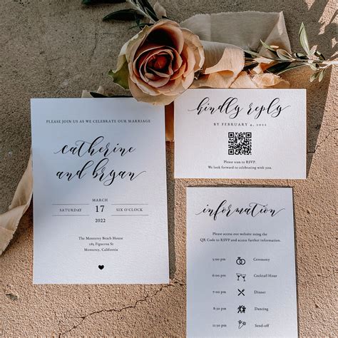 Classic Calligraphy QR Code Wedding Invitation Suite Digital - Etsy Australia | Printing wedding ...