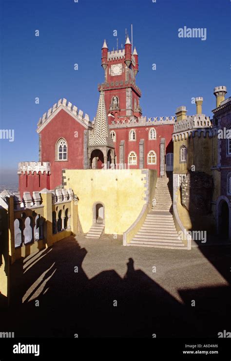 The PENA PALACE CASTLE above SINTRA is a fine example of PORTUGESE ROMANTIC ARCHITECTURE built ...