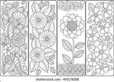 Set Four Bookmarks Black White Floral Stock Vector (Royalty Free ...