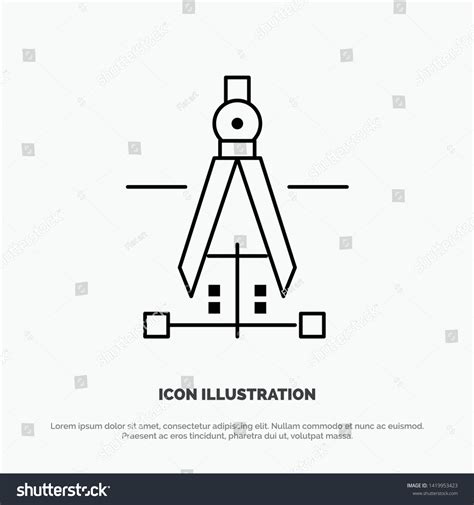 Compass Drawing Education Engineering Vector Line Stock Vector (Royalty ...