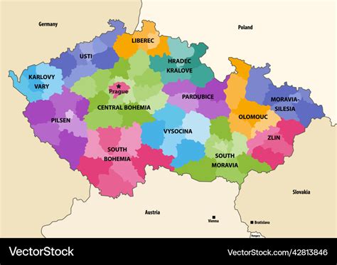 Czech republic regions map with neighbouring Vector Image