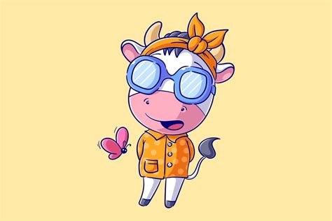 Cute Cow Wearing Glasses Graphic by wawadzgn · Creative Fabrica