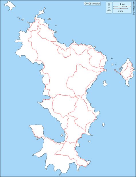 Mayotte free map, free blank map, free outline map, free base map boundaries, roads