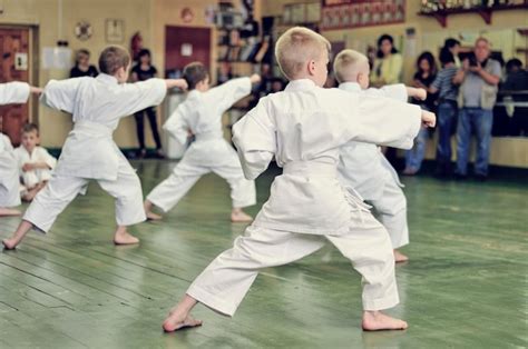 Premium Photo | Kids of karate training and exam in karate