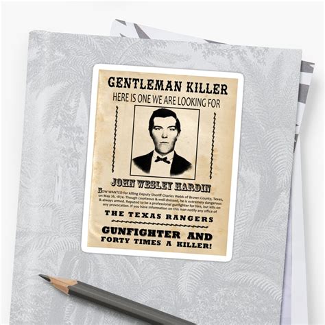 "John Wesley Hardin Wanted Poster" Stickers by kayve | Redbubble