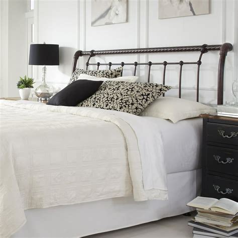 Fashion Bed Legion Metal Headboard with Sleigh Design and Twisted Rope ...