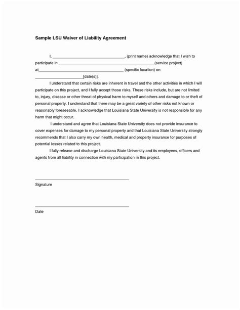 Liability Release Form Template