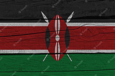 Premium Photo | Kenya flag painted on old wood plank
