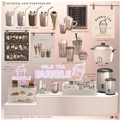 2022.09 Sims 4 - Bubble Tea Shop CC Set 模擬市民 4 珍珠奶茶與可麗餅店 CC 組 | Sims ...