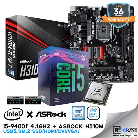 Intel i5-9400f 4.1 GHz Processor + ASRock H310M-G/M.2 Motherboard [BUNDLE PROMO] (While Stocks ...