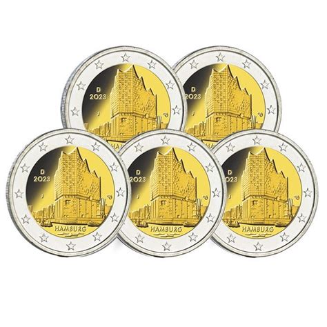 Coin Germany SET 5 X 2 Euros UNC 2023 - Hamburg (5 Workshops)