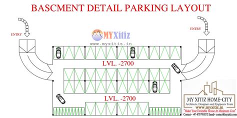 Best 2023 Basement Parking Design With Ramp, Parking Layout and Parking Drawing With Column ...