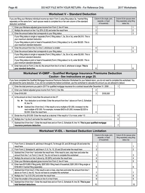 MT Worksheet V - Standard Deduction 2017-2022 - Fill out Tax Template ...