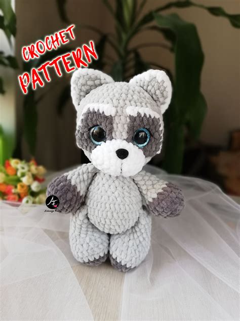 Crochet Pattern Raccoon PDF English Plush stuffed raccoon | Etsy in ...