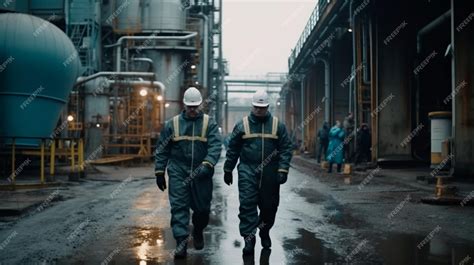 Premium Photo | Workers in the oil field the petrochemical industry and the production of oil ...