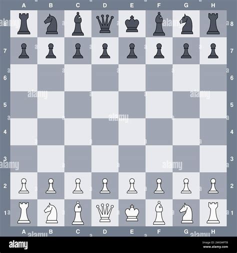 Chess board initial setup. Simple vector chessboard with pieces in ...