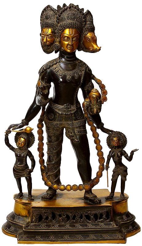 24" Vishnu Vaikuntha In Brass | Handmade | Made In India | Exotic India Art