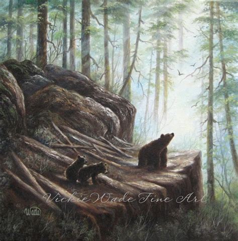 Bears in Woods Original Oil Painting 20X20 canvas bear | Etsy