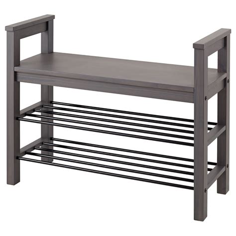 HEMNES Bench with shoe storage, dark gray stained, 85x32x65 cm (331/2x125/8x255/8") - IKEA CA