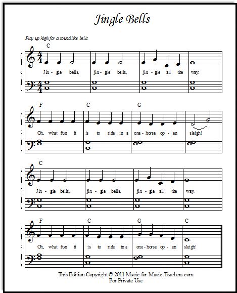 Pin by Rachel Leigh on Preschool Piano Lesson | Jingle bells sheet ...