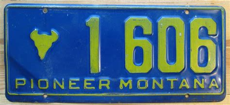 Montana 1950's-1960's PIONEER BISON HEAD LOGO License Plate NICE ...