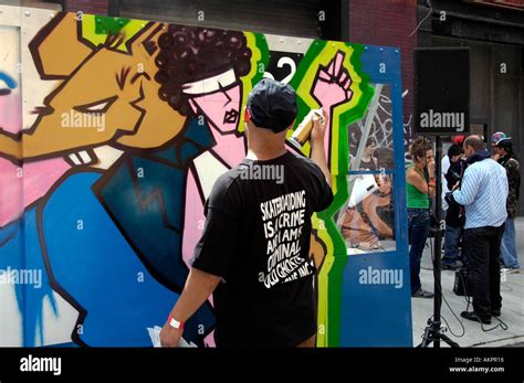 Graffiti artists gather in Chelsea on for the first ever Graffiti Block Party hosted by Marc ...