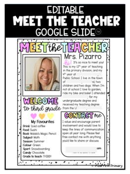 FREEBIE Meet the Teacher Template Google Slide Pastel Rainbow Back to School