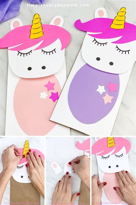 Unicorn Paper Bag Puppet Craft For Kids [Free Template] | Fête licorne ...