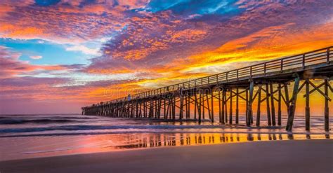 Beautiful View of Flagler Beach Fishing Pier at Sunrise in Florida, USA ...