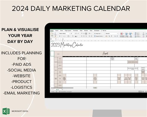 2024 Daily Marketing Calendar, Small Business Campaign Planning Tool, Daily Multi Channel ...