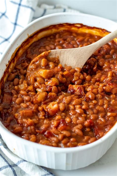 Easy homemade baked beans with bacon and brown sugar. # ...