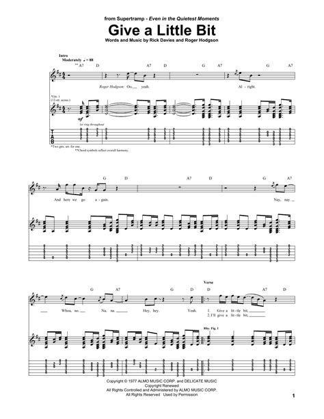 Give A Little Bit by Supertramp - Guitar Tab - Guitar Instructor