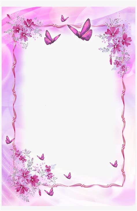 Transparent Frames - Pink Butterfly Border Design PNG Image ...