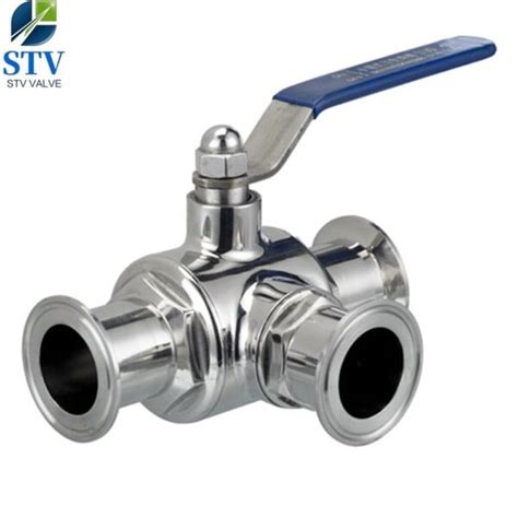 3 Way Sanitary Ball Valve with Tri-clamp Ends, Manual Type - China Valve Manufacturer | STV