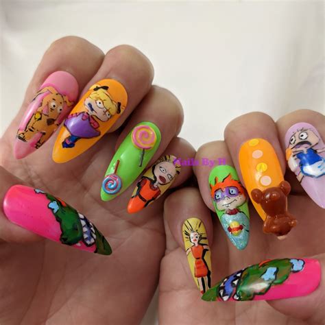 TV Cartoon Press on Nails / Hand Painted Press on Nails - Etsy UK