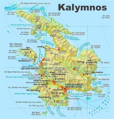 Kalymnos sightseeing map - Ontheworldmap.com