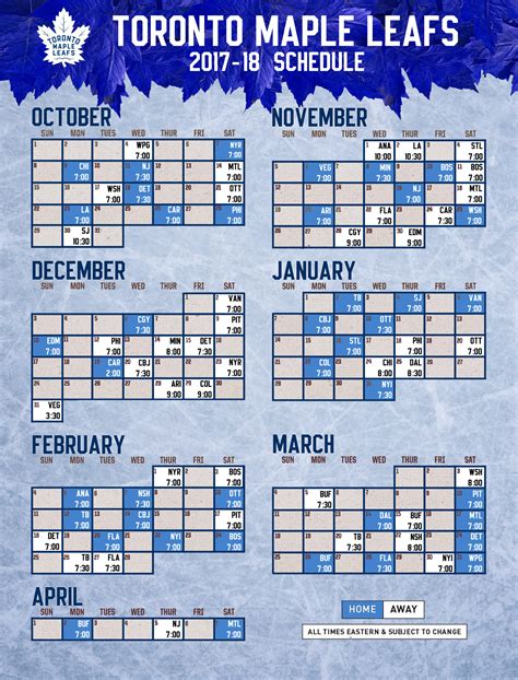 Maple Leafs Schedule 2021-22 Printable - FreePrintableTM.com ...