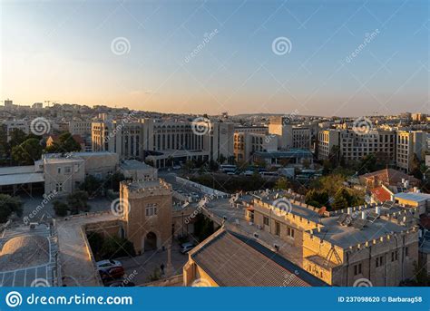 Overview of Jerusalem from the Tower of St. George`s Cathedral in Late ...