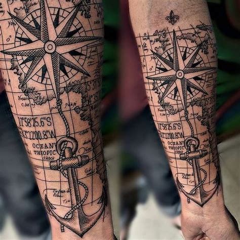 Sailing themed creative looking black ink forearm tattoo of sea star ...