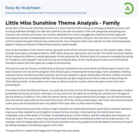 Little Miss Sunshine Theme Analysis – Family Essay Example | StudyHippo.com