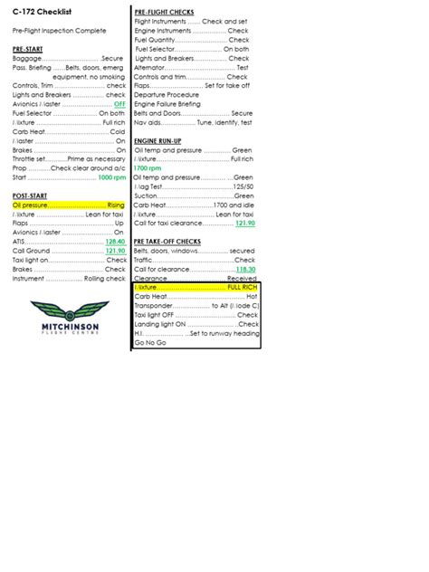 C. C172 Checklist | PDF | Aviation | Aircraft