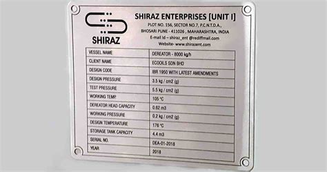 SS 316 / SS 304 Laser Marking Name Plate in Bhosari Pune.