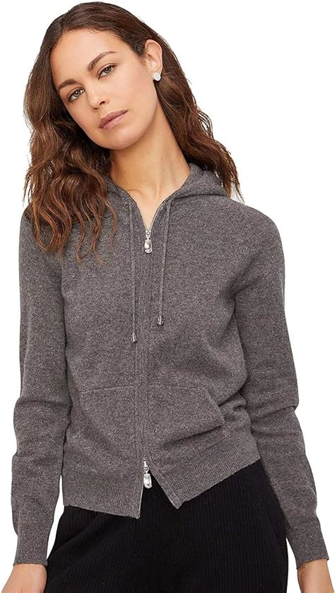 State Cashmere Women's 2-Way Zips Zip Up Hoodie Front Pocket 100% Pure ...